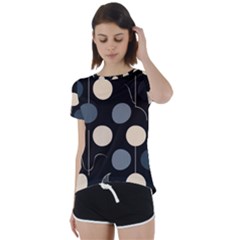 A Minimalist Pattern With Simple Lines And Shapes, Creating A Clean And Modern Aesthetic 03 Short Sleeve Open Back T-shirt by myclothy