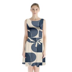 A Minimalist Pattern With Simple Lines And Shapes, Creating A Clean And Modern Aesthetic 04 Sleeveless Waist Tie Chiffon Dress