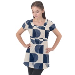 A Minimalist Pattern With Simple Lines And Shapes, Creating A Clean And Modern Aesthetic 04 Puff Sleeve Tunic Top