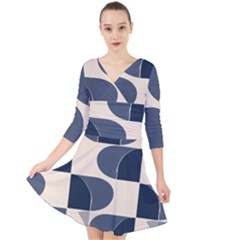 A Minimalist Pattern With Simple Lines And Shapes, Creating A Clean And Modern Aesthetic 04 Quarter Sleeve Front Wrap Dress