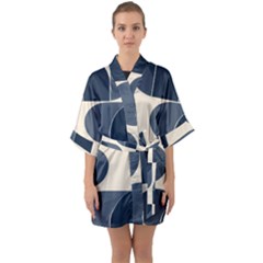 A Minimalist Pattern With Simple Lines And Shapes, Creating A Clean And Modern Aesthetic 04 Half Sleeve Satin Kimono 