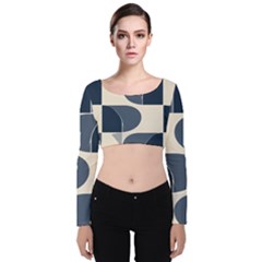 A Minimalist Pattern With Simple Lines And Shapes, Creating A Clean And Modern Aesthetic 04 Velvet Long Sleeve Crop Top