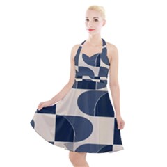 A Minimalist Pattern With Simple Lines And Shapes, Creating A Clean And Modern Aesthetic 04 Halter Party Swing Dress 