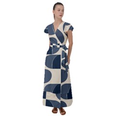 A Minimalist Pattern With Simple Lines And Shapes, Creating A Clean And Modern Aesthetic 04 Flutter Sleeve Maxi Dress