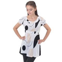 A Minimalist Pattern With Simple Lines And Shapes, Creating A Clean And Modern Aesthetic 05 Puff Sleeve Tunic Top