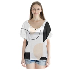 A Minimalist Pattern With Simple Lines And Shapes, Creating A Clean And Modern Aesthetic 05 V-neck Flutter Sleeve Top