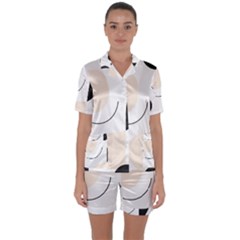 A Minimalist Pattern With Simple Lines And Shapes, Creating A Clean And Modern Aesthetic 05 Satin Short Sleeve Pajamas Set