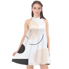 A Minimalist Pattern With Simple Lines And Shapes, Creating A Clean And Modern Aesthetic 05 Halter Neckline Chiffon Dress 