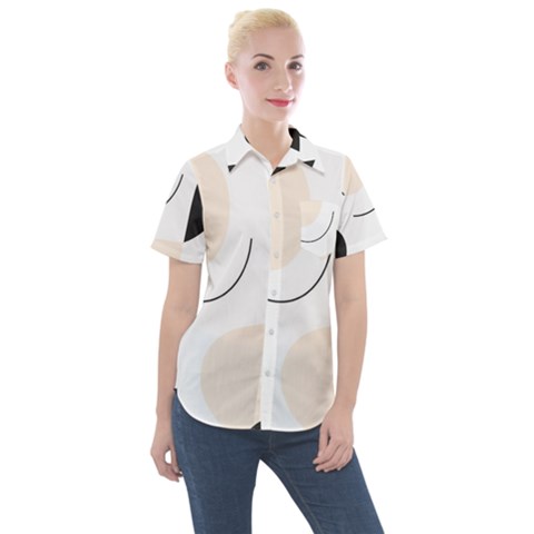 A Minimalist Pattern With Simple Lines And Shapes, Creating A Clean And Modern Aesthetic 05 Women s Short Sleeve Pocket Shirt by myclothy