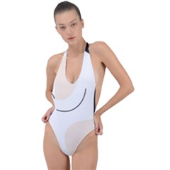 A Minimalist Pattern With Simple Lines And Shapes, Creating A Clean And Modern Aesthetic 05 Backless Halter One Piece Swimsuit