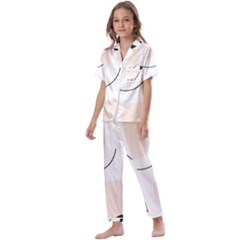 A Minimalist Pattern With Simple Lines And Shapes, Creating A Clean And Modern Aesthetic 05 Kids  Satin Short Sleeve Pajamas Set