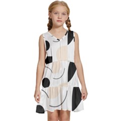 A Minimalist Pattern With Simple Lines And Shapes, Creating A Clean And Modern Aesthetic 05 Kids  Sleeveless Tiered Mini Dress