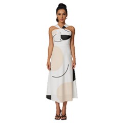 A Minimalist Pattern With Simple Lines And Shapes, Creating A Clean And Modern Aesthetic 05 Sleeveless Cross Front Cocktail Midi Chiffon Dress