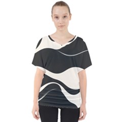 A Minimalist Pattern With Simple Lines And Shapes, Creating A Clean And Modern Aesthetic 06 V-neck Dolman Drape Top