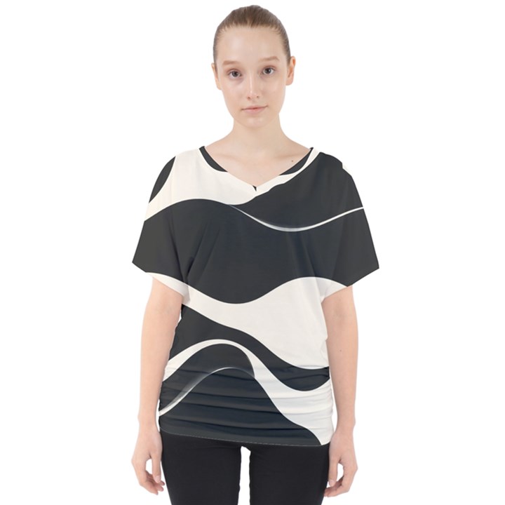 A Minimalist Pattern With Simple Lines And Shapes, Creating A Clean And Modern Aesthetic 06 V-Neck Dolman Drape Top