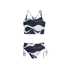 A Minimalist Pattern With Simple Lines And Shapes, Creating A Clean And Modern Aesthetic 06 Girls  Tankini Swimsuit by myclothy