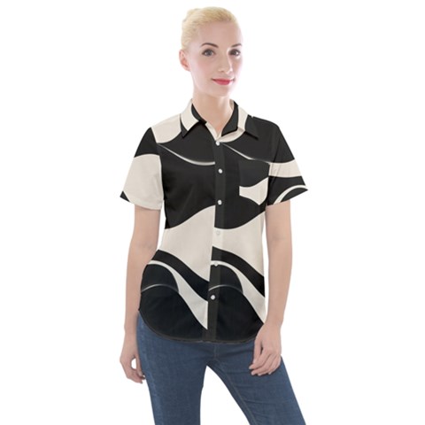 A Minimalist Pattern With Simple Lines And Shapes, Creating A Clean And Modern Aesthetic 06 Women s Short Sleeve Pocket Shirt by myclothy