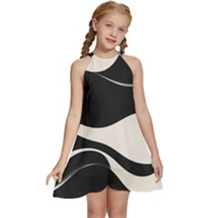 A Minimalist Pattern With Simple Lines And Shapes, Creating A Clean And Modern Aesthetic 06 Kids  Halter Collar Waist Tie Chiffon Dress