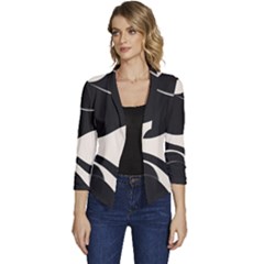 A Minimalist Pattern With Simple Lines And Shapes, Creating A Clean And Modern Aesthetic 06 Women s Casual 3/4 Sleeve Spring Jacket