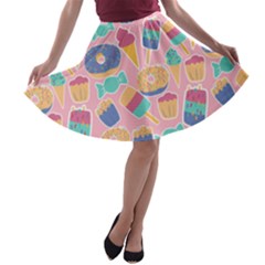 Ice Cream Donut Sweets Candie A-line Skater Skirt