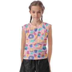 Ice Cream Donut Sweets Candie Kids  Raglan Cap Sleeve T-shirt