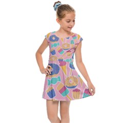 Ice Cream Donut Sweets Candie Kids  Cap Sleeve Dress