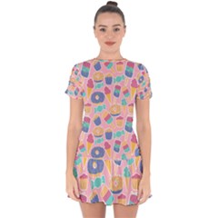 Ice Cream Donut Sweets Candie Drop Hem Mini Chiffon Dress