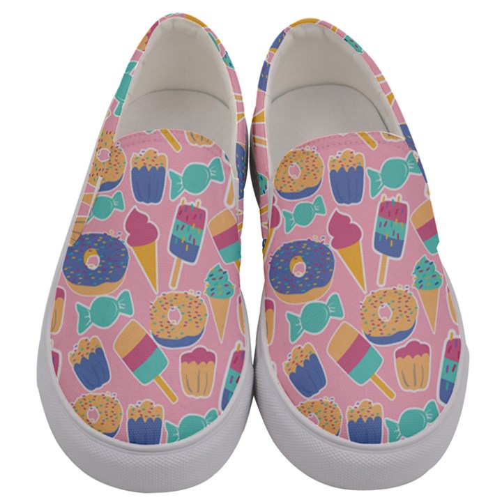 Ice Cream Donut Sweets Candie Men s Canvas Slip Ons