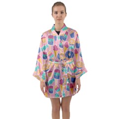 Ice Cream Donut Sweets Candie Long Sleeve Satin Kimono by Apenda