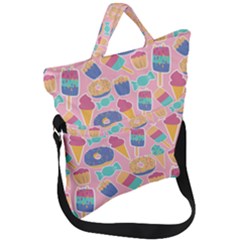 Ice Cream Donut Sweets Candie Fold Over Handle Tote Bag