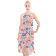 Ice Cream Donut Sweets Candie High-low Halter Chiffon Dress 