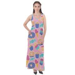 Ice Cream Donut Sweets Candie Sleeveless Velour Maxi Dress