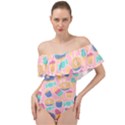 Ice Cream Donut Sweets Candie Off Shoulder Velour Bodysuit  View1