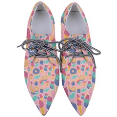 Ice Cream Donut Sweets Candie Pointed Oxford Shoes by Apenda