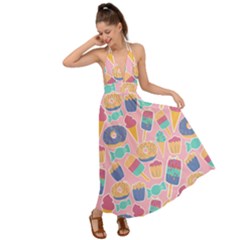 Ice Cream Donut Sweets Candie Backless Maxi Beach Dress by Apenda