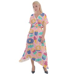 Ice Cream Donut Sweets Candie Cross Front Sharkbite Hem Maxi Dress