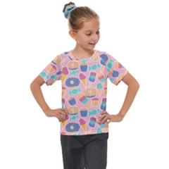 Ice Cream Donut Sweets Candie Kids  Mesh Piece T-shirt