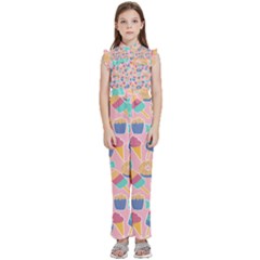 Ice Cream Donut Sweets Candie Kids  Sleeveless Ruffle Edge Band Collar Chiffon One Piece