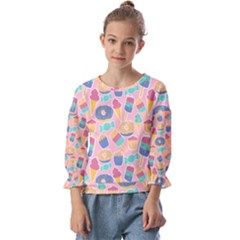 Ice Cream Donut Sweets Candie Kids  Cuff Sleeve Top