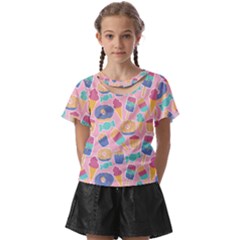 Ice Cream Donut Sweets Candie Kids  Front Cut T-shirt by Apenda