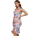 Ice Cream Donut Sweets Candie Off Shoulder Ruffle Split Hem Bodycon Dress View2