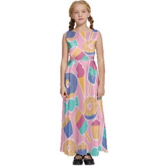 Ice Cream Donut Sweets Candie Kids  Satin Sleeveless Maxi Dress