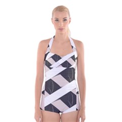 A Minimalist Pattern With Simple Lines And Shapes, Creating A Clean And Modern Aesthetic 07 Boyleg Halter Swimsuit 