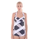 A Minimalist Pattern With Simple Lines And Shapes, Creating A Clean And Modern Aesthetic 07 Boyleg Halter Swimsuit  View1