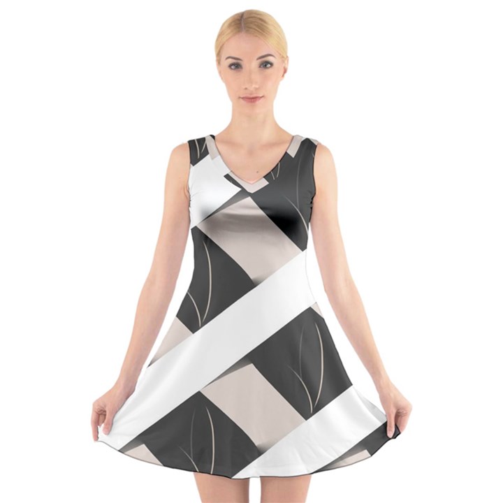 A Minimalist Pattern With Simple Lines And Shapes, Creating A Clean And Modern Aesthetic 07 V-Neck Sleeveless Dress