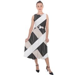 A Minimalist Pattern With Simple Lines And Shapes, Creating A Clean And Modern Aesthetic 07 Midi Tie-back Chiffon Dress