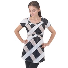 A Minimalist Pattern With Simple Lines And Shapes, Creating A Clean And Modern Aesthetic 07 Puff Sleeve Tunic Top