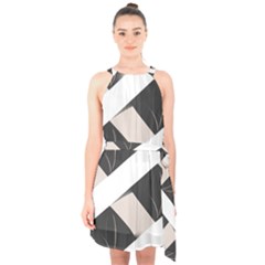 A Minimalist Pattern With Simple Lines And Shapes, Creating A Clean And Modern Aesthetic 07 Halter Collar Waist Tie Chiffon Dress