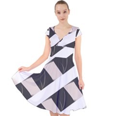 A Minimalist Pattern With Simple Lines And Shapes, Creating A Clean And Modern Aesthetic 07 Cap Sleeve Front Wrap Midi Dress