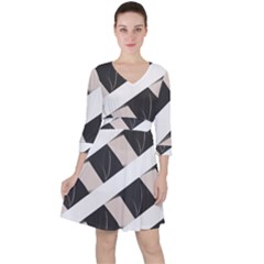 A Minimalist Pattern With Simple Lines And Shapes, Creating A Clean And Modern Aesthetic 07 Quarter Sleeve Ruffle Waist Dress